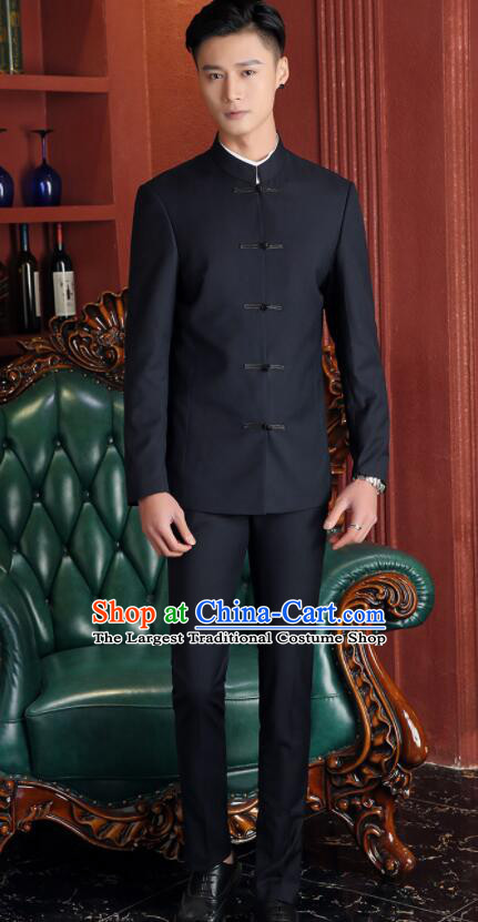 Chinese Wedding Suits Costumes Groom Clothing Traditional Black Tang Zhuang