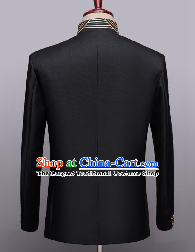 Chinese Wedding Suits Traditional Tang Zhuang Embroidered Costumes Groom Black Clothing