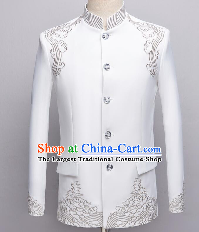 Chinese Wedding Suits Traditional Tang Zhuang Embroidered Costumes Groom Black Clothing