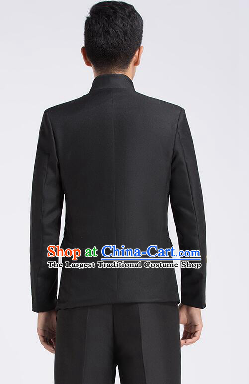 Chinese Traditional Wedding Suits Tang Zhuang Zhongshan Costumes Groom Black Clothing