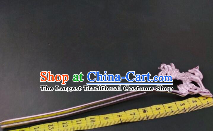 Handmade Chinese Traditional Silver Jewelry Hanfu Hair Accessories Ancient Nine Tails Fox Hair Pin