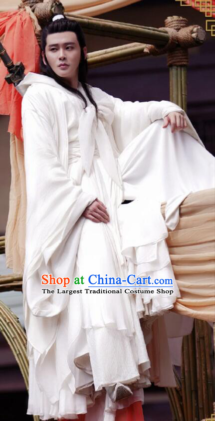 China Drama Word of Honor Ye Bai Yi Garment Costumes Ancient Swordsman White Clothing and Headpiece
