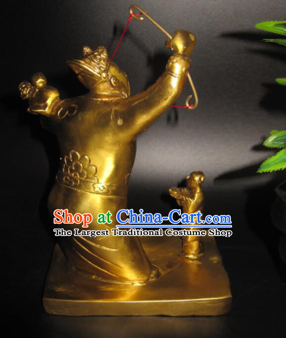 Handmade Brass Zhang Xian Song Zi Statue Chinese God Statue Zhang Xian Da Di Copper Statue