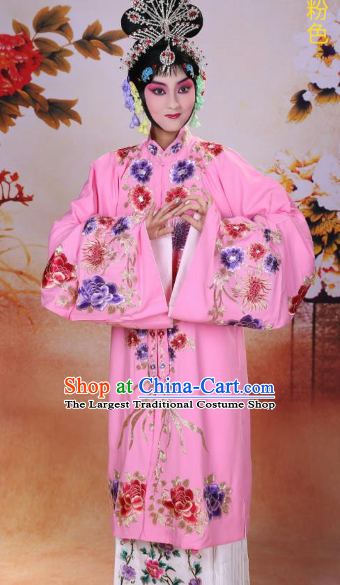 China Beijing Opera Diva Pink Gown Costume Peking Opera Hua Tan Garment Traditional Opera Actress Coat Clothing
