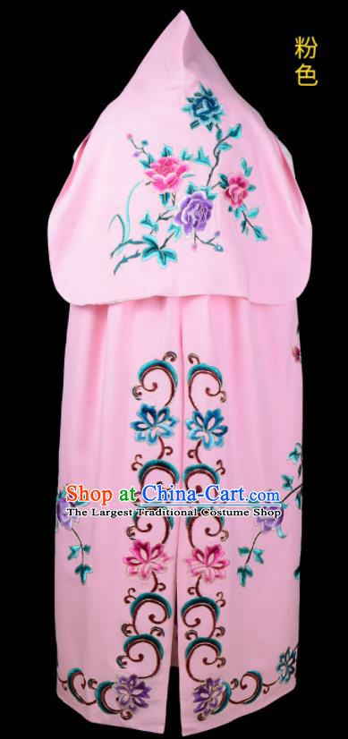 China Beijing Opera Hua Tan Costume Peking Opera Actress Embroidered Mantle Garment Traditional Opera Pink Cape Clothing