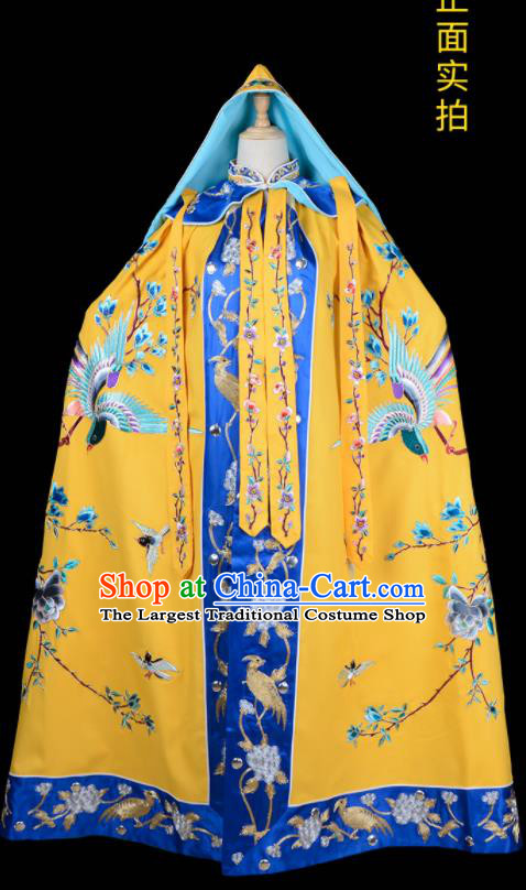 China Beijing Opera Diva Costume Peking Opera Empress Yellow Mantle Garment Traditional Opera Yu Ji Cape Clothing