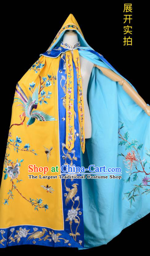 China Beijing Opera Diva Costume Peking Opera Empress Yellow Mantle Garment Traditional Opera Yu Ji Cape Clothing