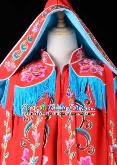 China Peking Opera Actress Embroidered Mantle Garment Traditional Opera Red Cape Clothing Beijing Opera Hua Tan Costume