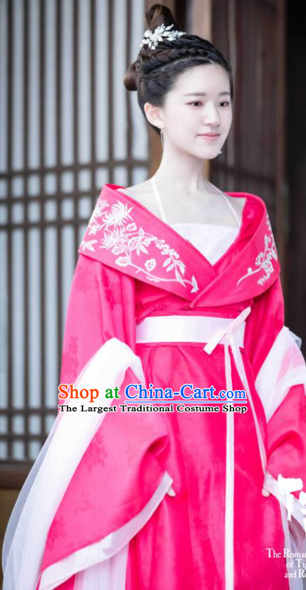 China Drama The Romance of Tiger and Rose Chen Qian Qian Clothing Ancient Princess Garment Costumes Traditional Rosy Hanfu Dress