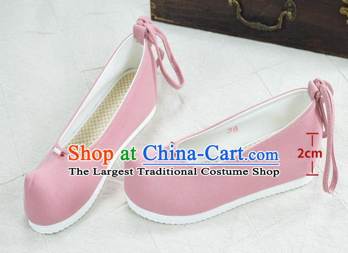 China Traditional Hanfu Pink Bow Shoes National Women Shoes Classical Dance Shoes