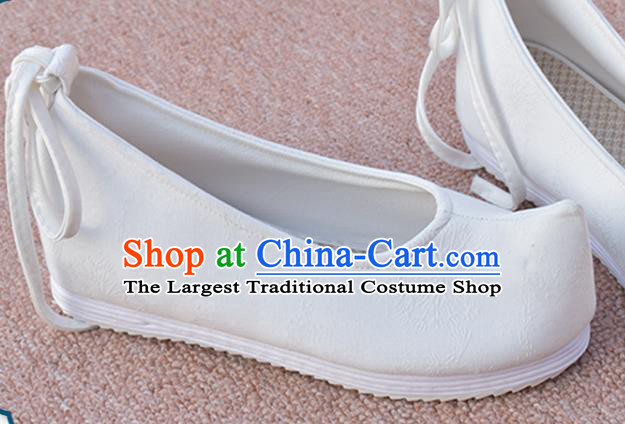 China National White Cloth Shoes Ancient Princess Shoes Traditional Ming Dynasty Hanfu Bow Shoes