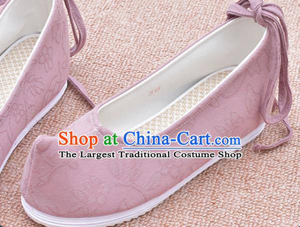 China National Pink Cloth Shoes Ancient Princess Shoes Ming Dynasty Bow Shoes Traditional Hanfu Shoes