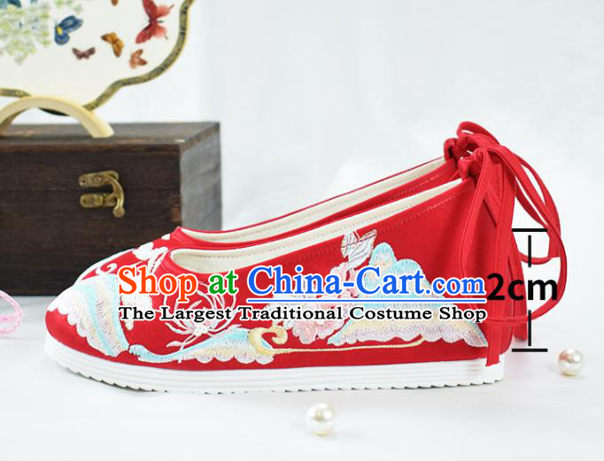 China Traditional Embroidered Rabbit Shoes Women Red Cloth Shoes National Spring Festival Shoes
