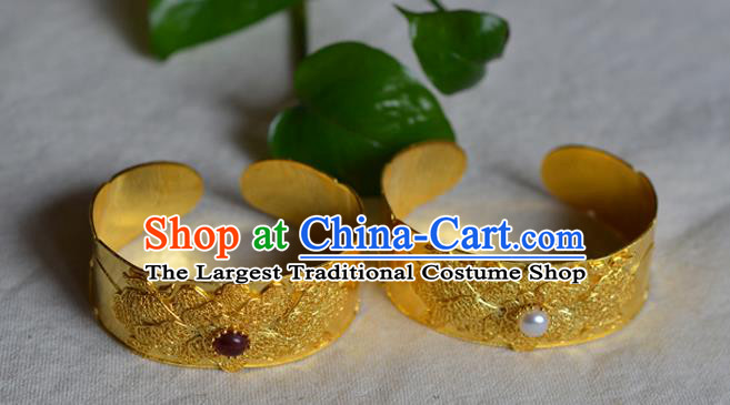China National Bracelet Jewelry Traditional Handmade Qing Dynasty Filigree Peony Bangle Accessories