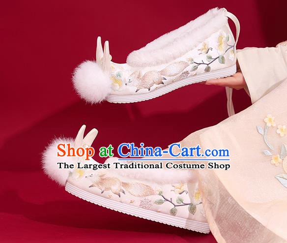 China Princess Shoes Traditional Rabbit Ear Shoes National Winter Shoes Embroidered Squirrel Shoes