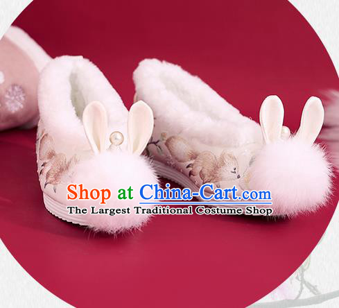China Princess Shoes Traditional Rabbit Ear Shoes National Winter Shoes Embroidered Squirrel Shoes