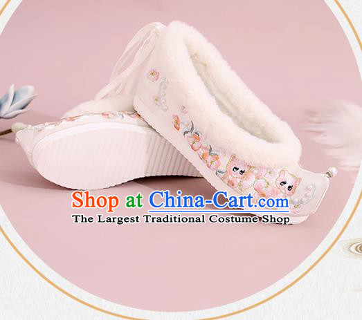 China Winter Embroidered Shoes Ming Dynasty Princess Shoes National Cloth Shoes Traditional Hanfu Shoes