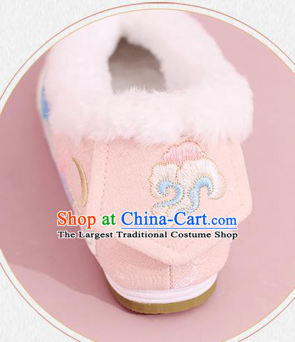 China Winter Hanfu Shoes Embroidered Shoes Ming Dynasty Princess Shoes National Pink Cloth Shoes