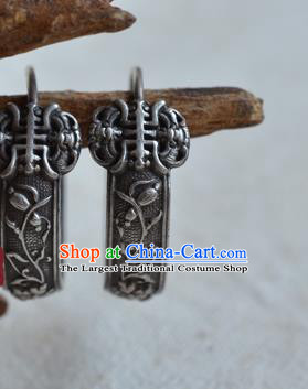 Chinese Ancient Empress Silver Ear Jewelry Traditional Retro Earrings Accessories