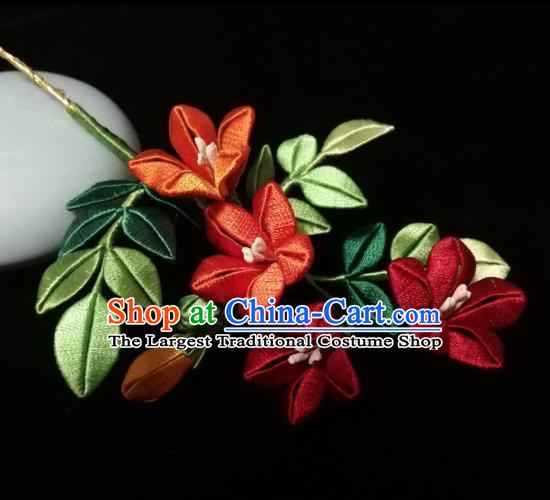 Chinese Traditional Trumpet Creeper Hairpin Hanfu Hair Accessories Ancient Princess Silk Flowers Hair Stick