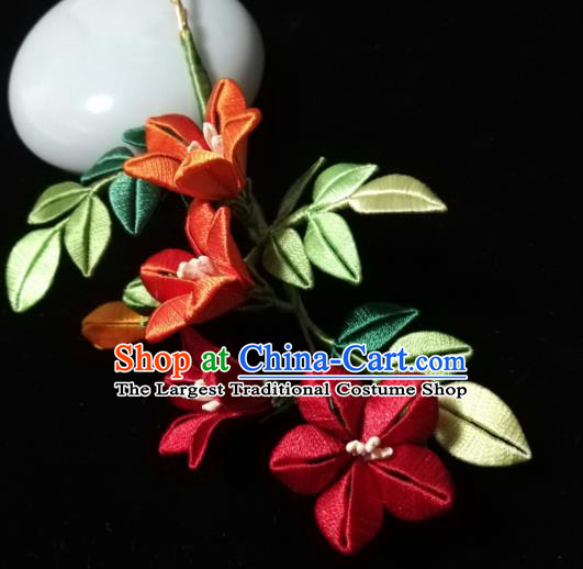 Chinese Traditional Trumpet Creeper Hairpin Hanfu Hair Accessories Ancient Princess Silk Flowers Hair Stick
