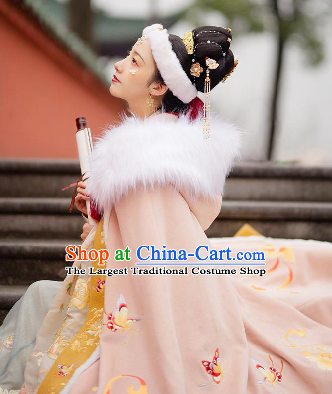 China Traditional Hanfu Long Cape Ancient Ming Dynasty Imperial Consort Embroidered Costume for Women