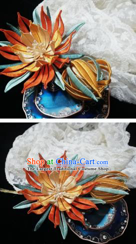 Chinese Song Dynasty Court Hairpin Traditional Hanfu Hair Accessories Ancient Princess Red Silk Epiphyllum Hair Stick