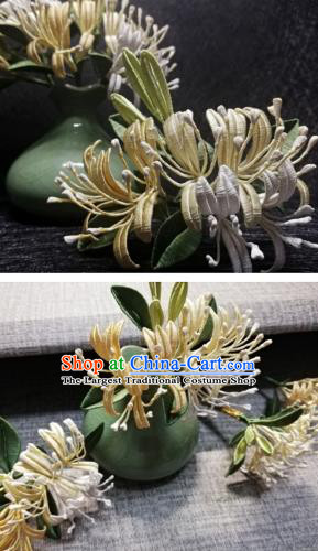 Chinese Traditional Silk Honeysuckle Hairpin Hanfu Hair Accessories Ancient Song Dynasty Princess Hair Stick
