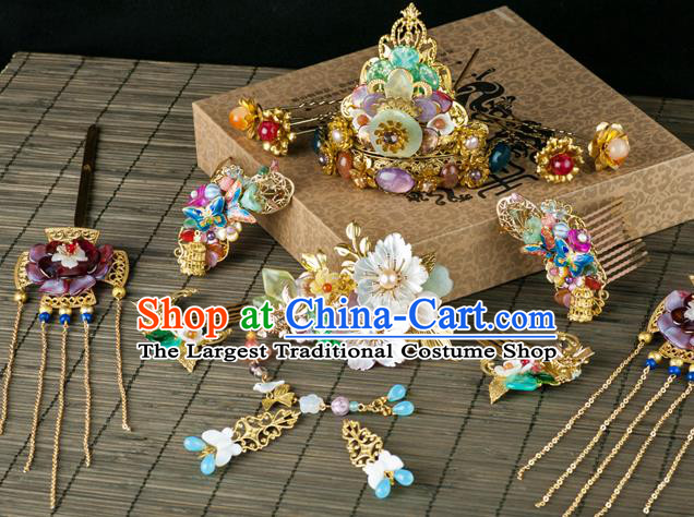 Chinese Traditional Ming Dynasty Empress Hairpin Ancient Court Woman Hair Crown Full Set