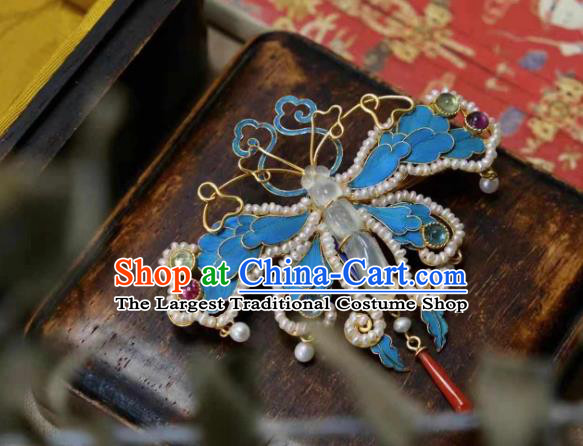 China Ancient Qing Dynasty Court Jewelry Traditional Handmade Pearls Dragonfly Brooch Accessories