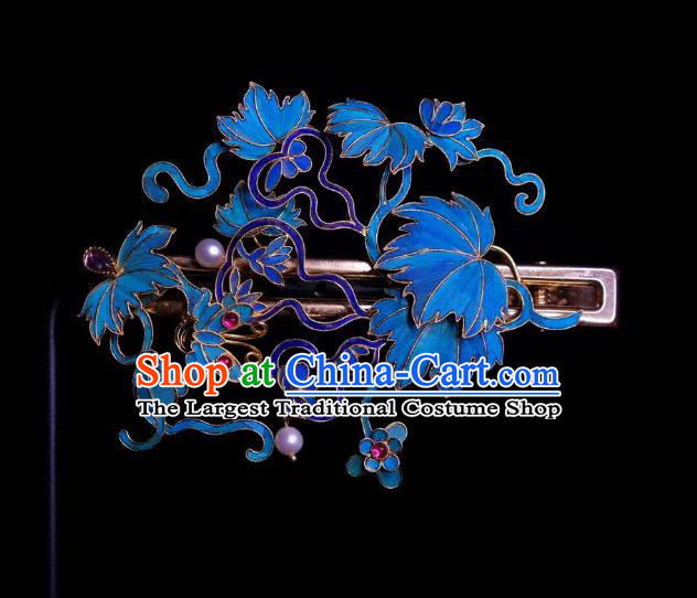 Chinese Traditional Qing Dynasty Blueing Gourd Hairpin Hair Jewelry Ancient Princess Hair Stick