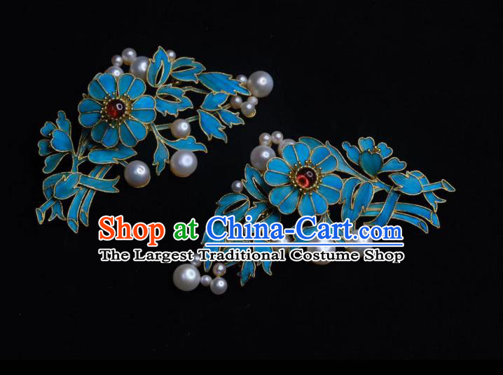 Chinese Ancient Empress Pearls Hair Stick Traditional Hair Jewelry Qing Dynasty Hairpin