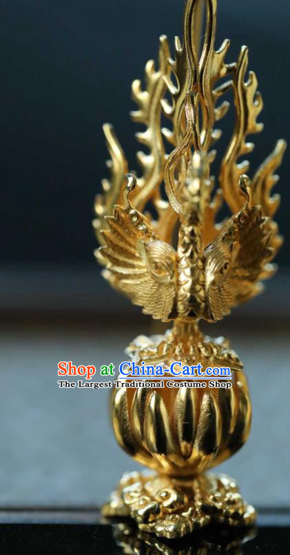 Chinese Traditional Ming Dynasty Court Earrings Accessories Ancient Palace Queen Golden Phoenix Ear Jewelry