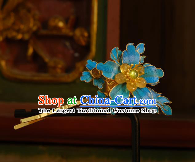 Chinese Ancient Princess Tourmaline Hair Stick Hair Jewelry Traditional Qing Dynasty Topaz Plum Hairpin