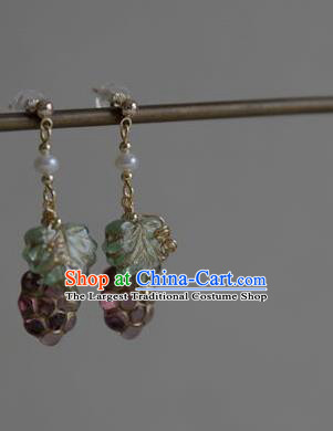 Chinese Ancient Song Dynasty Princess Ear Jewelry Traditional Hanfu Grape Earrings Accessories