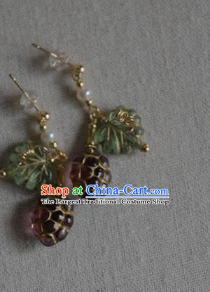 Chinese Ancient Song Dynasty Princess Ear Jewelry Traditional Hanfu Grape Earrings Accessories