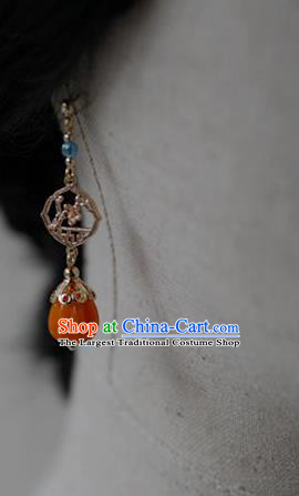 Chinese Ancient Ming Dynasty Princess Ear Jewelry Traditional Hanfu Ceregat Earrings Accessories