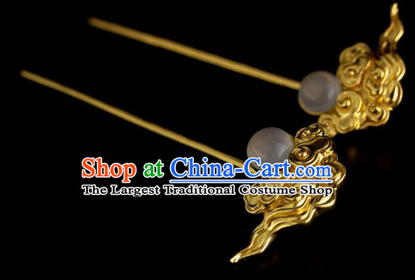 Chinese Golden Cloud Hairpins Traditional Ming Dynasty Hair Sticks Ancient Hanfu Hair Accessories