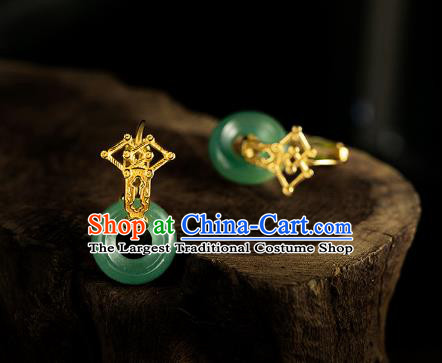 Chinese Traditional Ming Dynasty Noble Woman Earrings Accessories Ancient Empress Aventurine Ear Jewelry