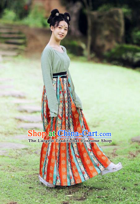 China Ancient Court Maid Hanfu Dress Traditional Tang Dynasty Palace Lady Historical Clothing Complete Set