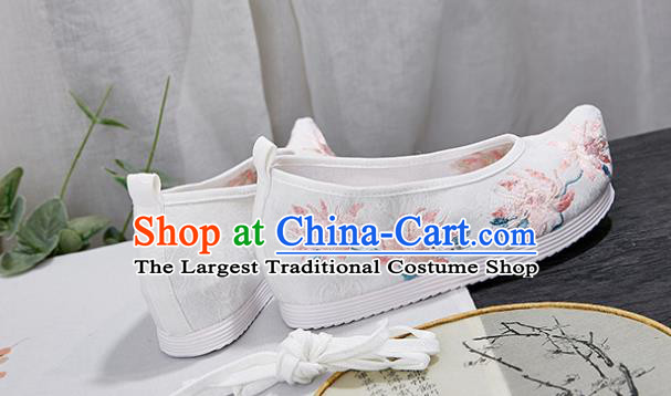 China National White Cloth Shoes Handmade Hanfu Shoes Traditional Shoes Embroidered Shoes