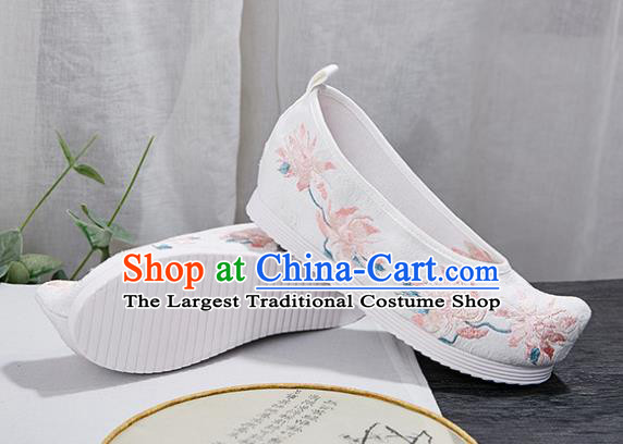 China National White Cloth Shoes Handmade Hanfu Shoes Traditional Shoes Embroidered Shoes