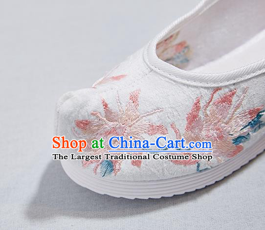 China National White Cloth Shoes Handmade Hanfu Shoes Traditional Shoes Embroidered Shoes