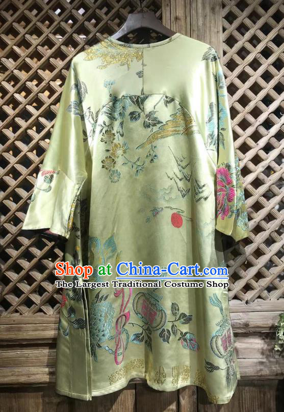 China Traditional Light Green Silk Shirt Tang Suit Costume National Upper Outer Garment