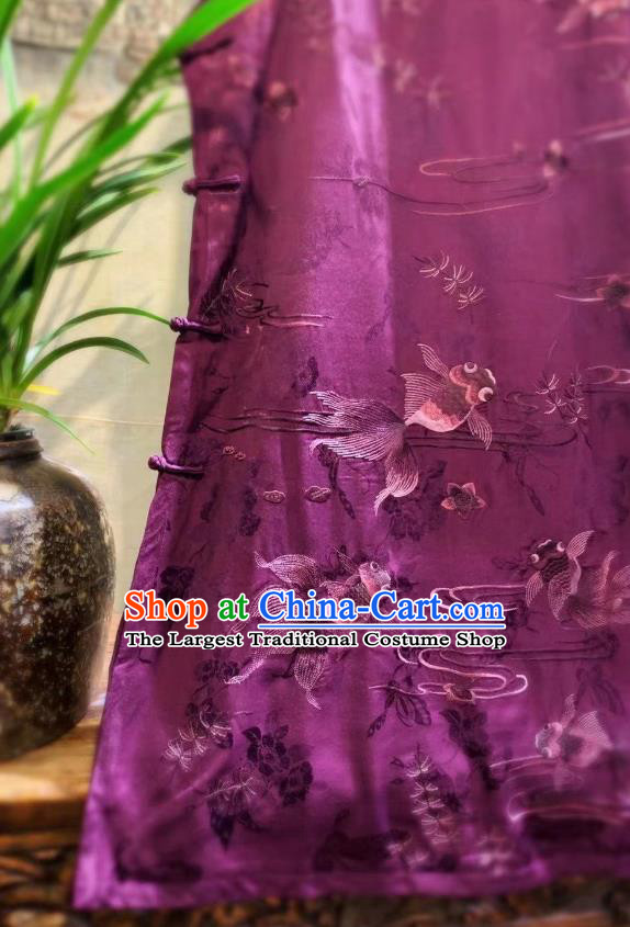 China National Clothing Embroidered Goldfish Vest Tang Suit Purple Silk Waistcoat