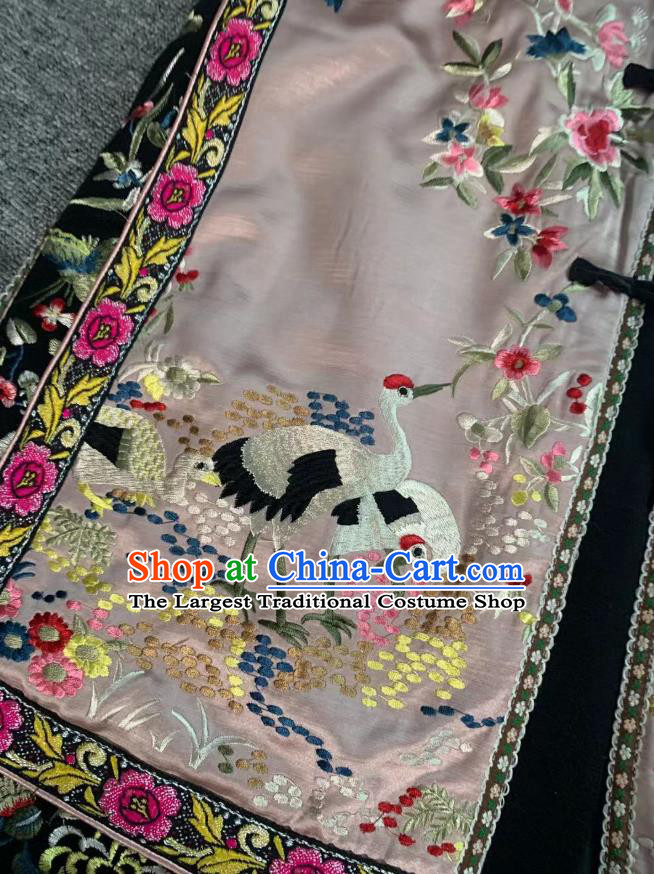China Tang Suit Pink Silk Long Waistcoat National Female Clothing Embroidered Birds Cotton Wadded Vest
