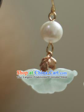 China Traditional Qing Dynasty Princess Earrings Ancient Palace Lady Jade Butterfly Ear Jewelry