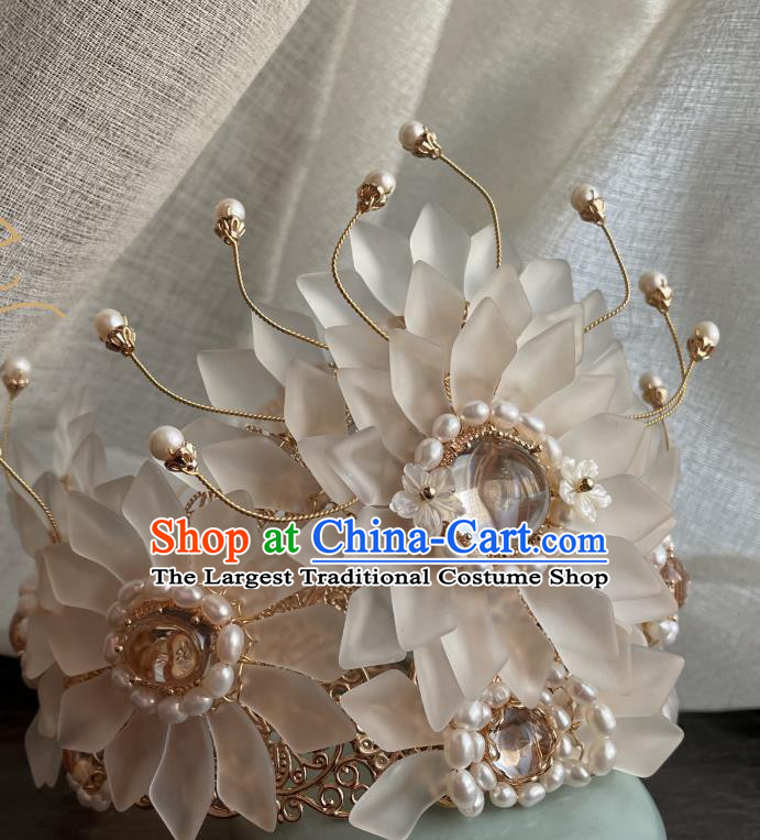 Chinese Handmade Song Dynasty Flowers Chaplet Traditional Hanfu Hair Accessories Ancient Imperial Consort Hair Crown