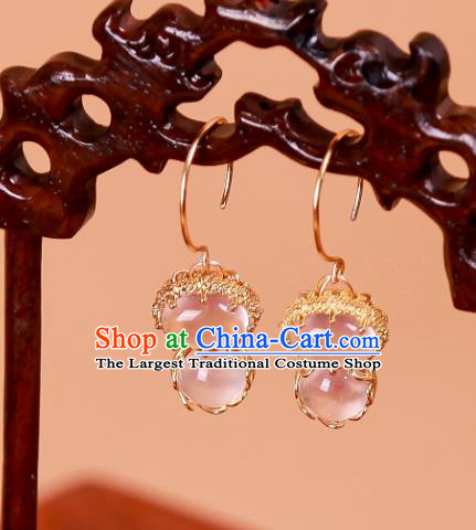 China Traditional Ming Dynasty Princess Earrings Ancient Imperial Consort Ear Jewelry
