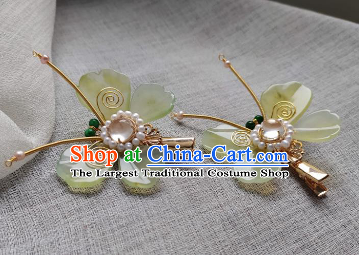 Chinese Traditional Ming Dynasty Hanfu Hair Accessories Ancient Princess Butterfly Hair Stick Handmade Pearls Hairpin